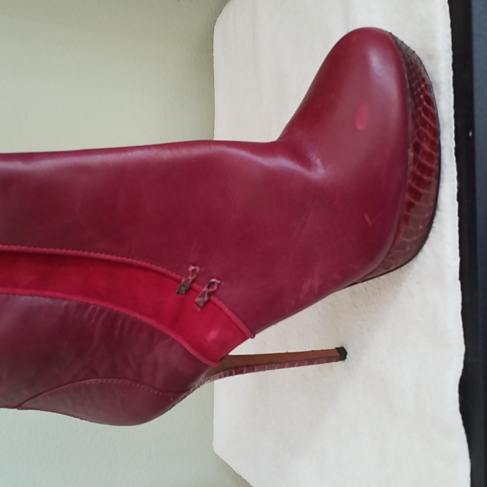 Charles David Fashion Leather & Suede Boots Stiletto Size 9 - Picture 8 of 8